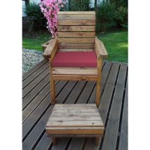Charles Taylor Wooden Garden Chair Lounger Seat & Footstool & Cushion