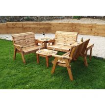 Charles Taylor Wooden Garden 6 Seater Balmoral Coffee Table & Chair Bench Set