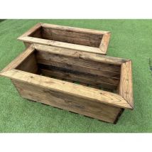 Charles Taylor Trading - 2 x Charles Taylor Wooden Large Trough Planter Flower Shrub Tree Pot