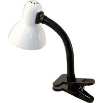Lampe à poser blanche avec clip E27 Modèle Charleston