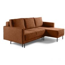 Charlie - canapé d'angle réversible 4 places - convertible avec coffre - en tissu velours relief