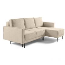 Charlie - canapé d'angle réversible 4 places - convertible avec coffre - en tissu velours relief