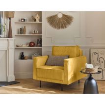 Lisa Design - Charlie - fauteuil - pieds hauts - en velours côtelé - jaune