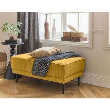 Lisa Design - Charlie - pouf - pieds hauts - en velours côtelé - jaune