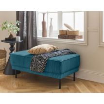 Lisa Design - Charlie - pouf - pieds hauts - en velours côtelé - bleu canard