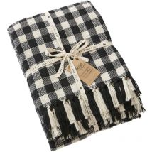 Charlot - Couvre-lit à Franges 100% Recyclé Tissage Pieds de poule 240x260cm