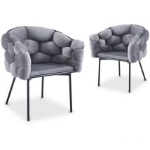 Deco In Paris - charlotte - Lot de 2 chaises en velours gris pieds en métal noir charlotte