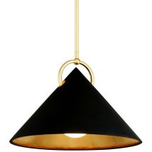 Charm Suspension 1 Lumière Feuille Noire Et Dorée, Verre