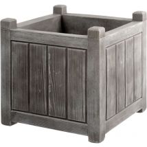 EDA Bac a Fleurs Carré CHARME 31 L - Double Paroi - Réserve d'Eau Intégrée - 40 x 40 x 40 cm - Gris cérusé