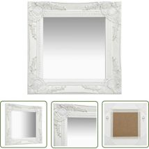The Living Store Miroir mural style baroque 40x40 cm Blanc - Miroir Mural - Miroir Baroque - Miroir Décoration - Miroir Salle De Bain - Miroir Vintage