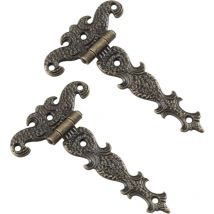 Jusch - charnières antiques décoratives rétro sculptées en bronze pour portes de placards et boîtes à bijoux(2pcs)