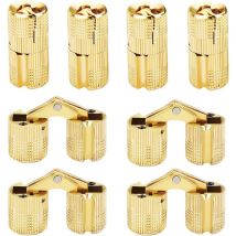 Linghhang - Charnières Cylindriques 8 pièces Charnière Cachée en Laiton 180 ° Angle D'ouverture Invisible Barrel Hinge Remplacement pour diy Boîte à