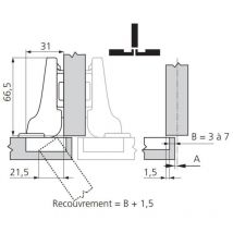 Blum - charnière 110° clip top otion demi coudé inserta CHA71B369