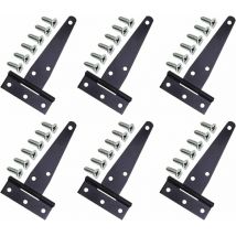 Gotrays - Charnières de porte pots, 6 pièces charnières en t noires, roulement de porte de charnière en t, charnières en t pour usage intensif, avec