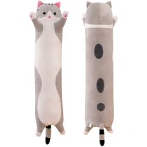 Sinbinta - Chat en Peluche Long Corps Oreiller câlin Dessin animé Peluches Chat Peluche Doux poupée oreillers Cadeaux pour Enfants Filles - Gris 70cm