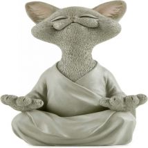 Tuserxln - Gris Bouddha Chat Figurine méditation Yoga à Collectionner - Collection de Chat Heureux - Cadeaux d'amant de Chat pour Les Femmes, Cadeaux