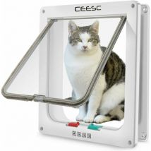 Chatière magnétique à 4 voies pour chats et petits chiens, équipée d'une porte pour animaux de compagnie. Cette chatière comprend également un tunnel