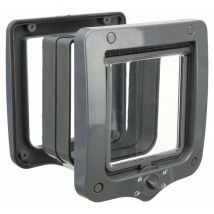 Animallparadise - Chatière 4 positions avec tunnel 20 × 22 cm grise pour chat