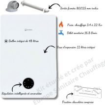 Chaudière gaz Elm Leblanc Egalis ballon iCondens gvb iC 24/48-1MN complète (Ventouse + fixation)