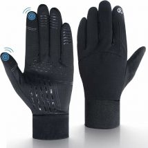 Chauds Gants Tactiles Femme Homme - Gants Velo Hiver Antidérapants Coupe-Vent - Gants Chauffants pour Cyclisme Course Randonnée Conduite-M