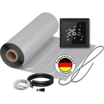 Chauffage au sol électrique : Natte aluminium à deux conducteurs pour sols stratifiés WARMON ALU 150 W/m² avec Thermostat S 100 Tactile noir - 8 m²