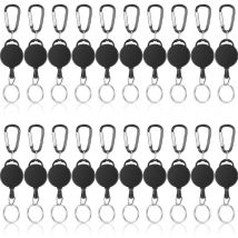 Porte-clés rétractable robuste avec porte-badge d'identification avec câble en acier et boucle en métal, porte-clés rétractables pour transporter les