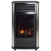 Sahara - Chauffage d'appoint gaz 3.4 kW Noir effet poêle à bois 3 niveaux de chauffe Grande autonomie Manhattan Universal