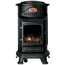 Poêle à gaz Fonte véritable 3400W noir Effet feu Provence Universal