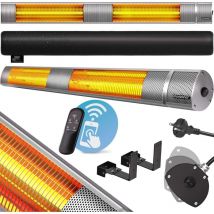 Chauffage radiant infrarouge 2000W avec télécommande Chauffage extérieur électrique 3 puissances Argent