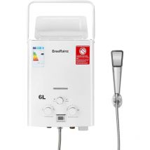 Brisunshine - Chauffe-eau à Gaz Propane Butane lpg 6L 12KW, Chauffe-eau Sans Réservoir Avec Poignée Portable Pour Extérieur, Camping-car, Camping et