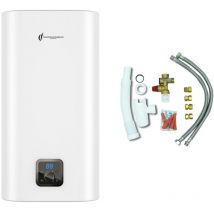 Chauffe Eau Electrique Plat Mural Multipositions Kimoro Sannover 50 Litres + Kit d'Installation Complet NF