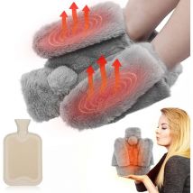 S-giant - Chauffe Pied, 2L Bouillotte Pied, 2 en 1 Bouillottes Peluche avec Couverture en Peluche Douce, Semelle Antidérapante Durable, Convient pour