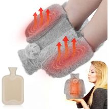 Chauffe Pied, 2L Bouillotte Pied, 2 en 1 Bouillottes Peluche avec Couverture en Peluche Douce, Semelle Antidérapante Durable, Convient pour Garder au