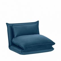 Drawer - Chauffeuse convertible 1 place en velours - Bleu foncé - nala