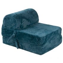 Chauffeuse convertible 1 place Fausse Fourrure - Bleu Canard