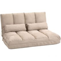 Chauffeuse - matelas d'appoint pliant - fauteuil convertible - inclinaison dossier réglable 14 positions - 2 coussins inclus - polyester aspect suédé