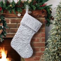 Chaussette de Noël en fausse fourrure, chaussette de flocon de neige, chaussette à suspendre pour cheminée, sacs cadeaux pour décoration de fête de