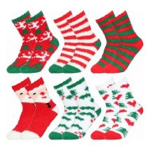 Chaussettes de Nol pour femmes et hommes, 6 paires de chaussettes chaudes d'hiver pour la famille et les enfants, nouveauté, arbre de Nol, fête du