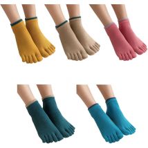 Chaussettes de yoga pour femmes Chaussettes à cinq doigts avec poignée Chaussettes antidérapantes à cinq orteils Chaussettes en coton anti-dérapantes