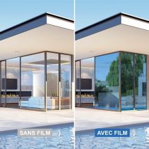 Dimexact - Film anti chaleur repositionnable pour double vitrage - Bleu - 120 cm x 2.5 m - En Rouleau