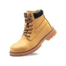 Chaussure De Securite Homme Femmes Bottes De Travail Cuir Imperméables Legere Embout En Acier Bottes De Sécurité Indestructible Protection Jaune Noir
