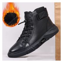 Chaussures de sécurité, Bottines montantes noires décontractées pour hommes, bottes courtes en cuir antidérapantes et absorbant les chocs(39 EU)