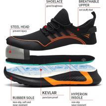 Chaussures De Sécurité Hommes Femmes Avec Capuchon D'orteil En Acier, Entraîneurs De Sécurité Confortables Légers Smash Et Ponction De Chaussures De