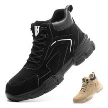 Chaussures de Sécurité Hommes Femmes Montante, Cuir Imperméable Bottines de Sécurité Légère Antidérapant Bottines de Travail Avec Embout en Acier 39EU