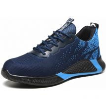 Lightweight Safety Shoes for Men and Women with Steel Toe Cap Work Shoes Safety Shoes Industrial and Construction Sneakers Blue,Size 46