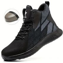 Chaussures de travail de sécurité à bout en acier pour hommes et femmes - Baskets industrielles montantes légères et respirantes