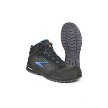 Chaussures de travail haute se'curite' Pezzol Portofino S3 N.41 en cuir noir avec inserts bleu clair sans me'tal fabrique'es en Italie Nero + Azzurro