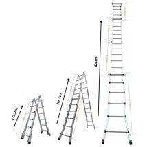 Secury-t - chelle articulée et télescopique pliante en aluminium 4x6 marches 6,04m