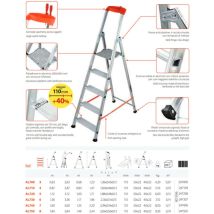Gierre – Échelle en aluminium intérieure et extérieure – 3 marches – Capacité 150 kg – Antidérapante – Escabeau