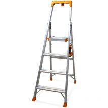 Keli - Escabeau Super Pro 4 Marches (Hauteur d'accès au travail 2,90M), Marchepied, Échelle Professionnelle, Poignée de Transport, Porte Outils abs